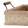 thumbnail image 4 of A&B Home Decorative Serving Tray Set of 2 with Handles Boho Chic Style Beaded Edge Detailed Etching Fir Wood Metal Centerpiece Table Décor L: 19.3x10x3.3, S: 15.9x8.7x3.1 Inch, 4 of 10
