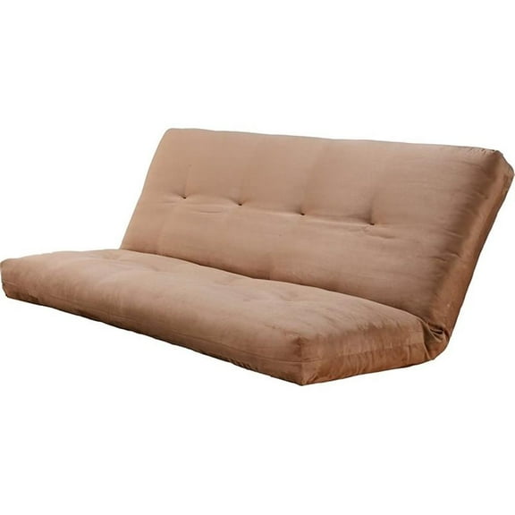 Pemberly Row Full-size Suede Fabric Futon Mattress in Brown-Frame Not Included