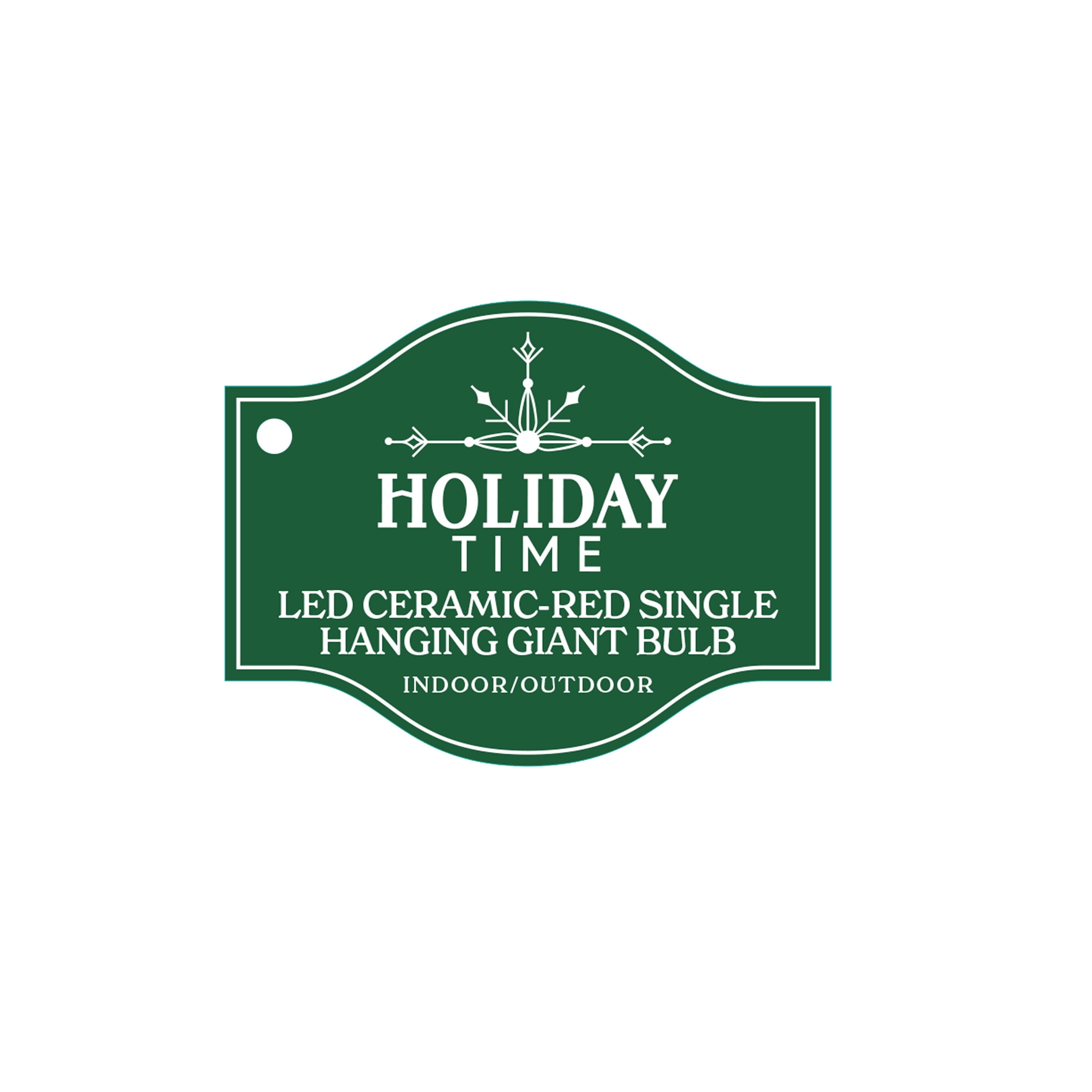 Indoor/Outdoor LED Giant Hanging C9 Bulb Christmas Light, Ceramic Red, 14", by Holiday Time