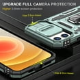 thumbnail image 3 of Dteck Case For iPhone XR,Magnetic Armor Shockproof Ring Stand Slide Camera Lens Protector Hard PC Cover,Darkgreen, 3 of 7