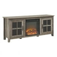 thumbnail image 1 of 58" Wood and Glass Door Fireplace Console - Gray Wash, 1 of 8