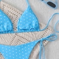 thumbnail image 6 of Women's Polka Dots Print Bathing Suit Halter Triangle Tie Side Bikini Sets Two Piece Swimsuit (Blue,S), 6 of 6