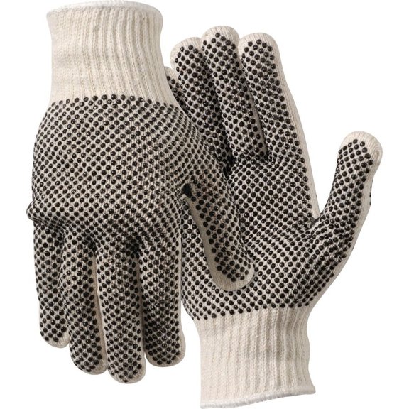 MCR Safety Poly/Cotton Large Work Gloves - Dirt, Debris Protection - Large Size - White - Ambidextrous, Elastic Wrist, Knit Wrist - 2 / Pair | Bundle of 5 Pairs