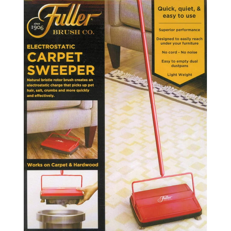 Fuller Brush 17052 Electrostatic Carpet & Floor Sweeper - 9 Cleaning Path  - Lightweight - Ideal for Crumby Messes - Works On Carpets & Hard Floor  Surfaces Red 