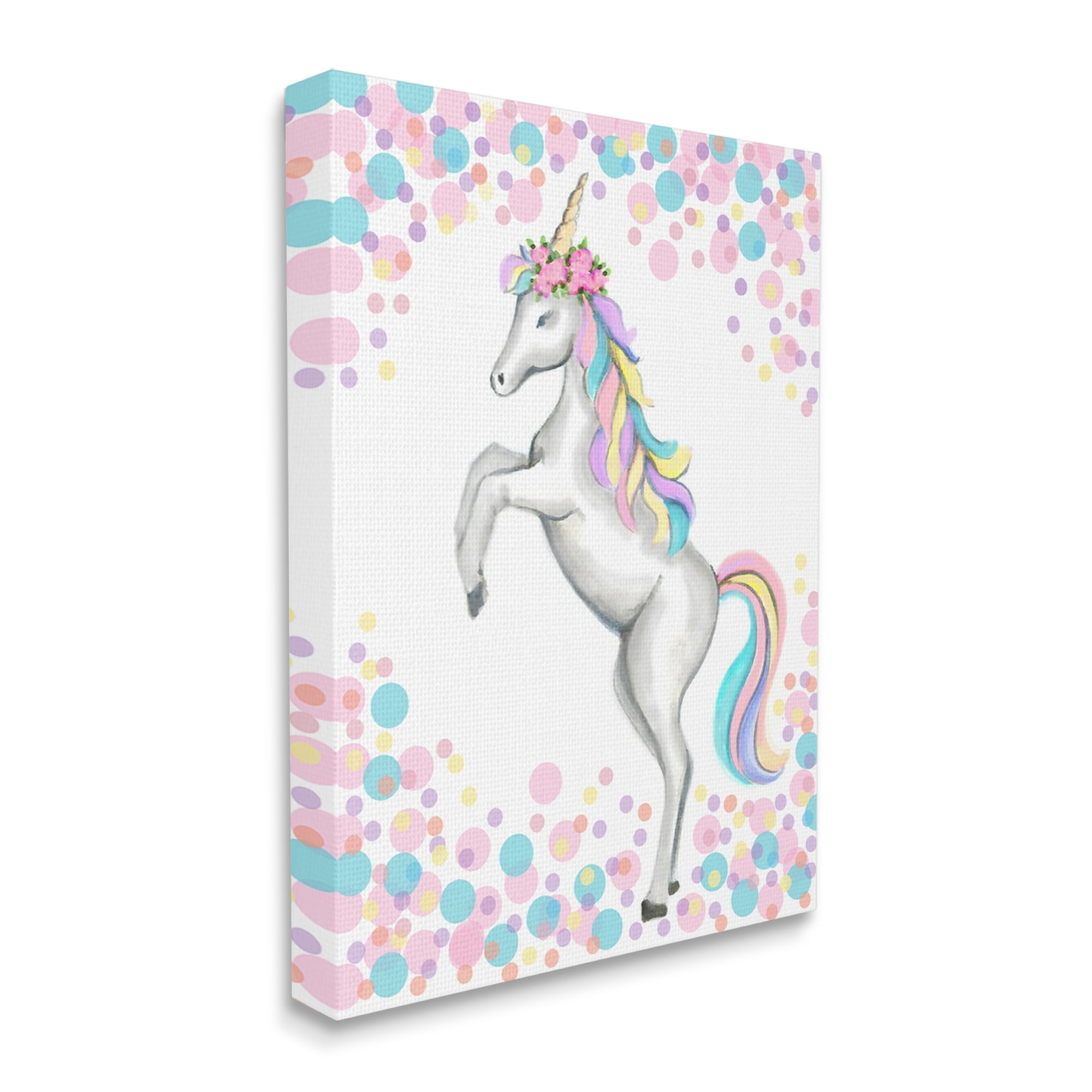 Stupell Industries Kids' Fantasy Unicorn Pink Blue Purple Polka Dots, 30 x 40,Design by Reesa Qualia