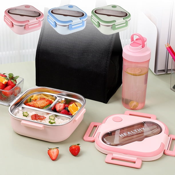 Fiambrera de Acero Inoxidable Ganfancp Bento Reutilizable con Cuchara y Palillos