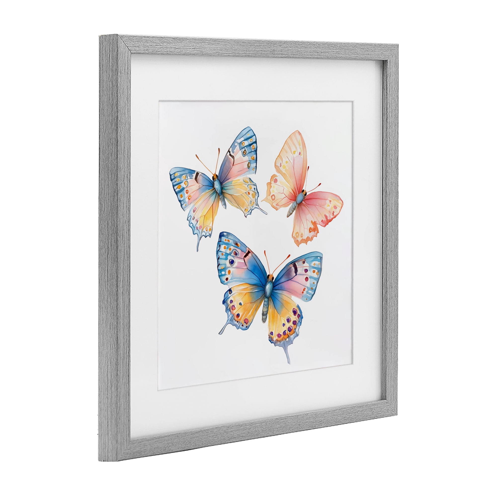 Stupell Industries Whimsical Butterfly Trio Gray Framed Print Under Glass, design by Creative Studio