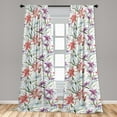 thumbnail image 2 of Tropical Window Curtains, Multicolored Lilies with Leaves Watercolor Exotic Art on Plain Back, Lightweight Decor 2-Panel Set with Rod Pocket, Pair of - 28"x95", Dark Salmon Olive Green, by Ambesonne, 2 of 3