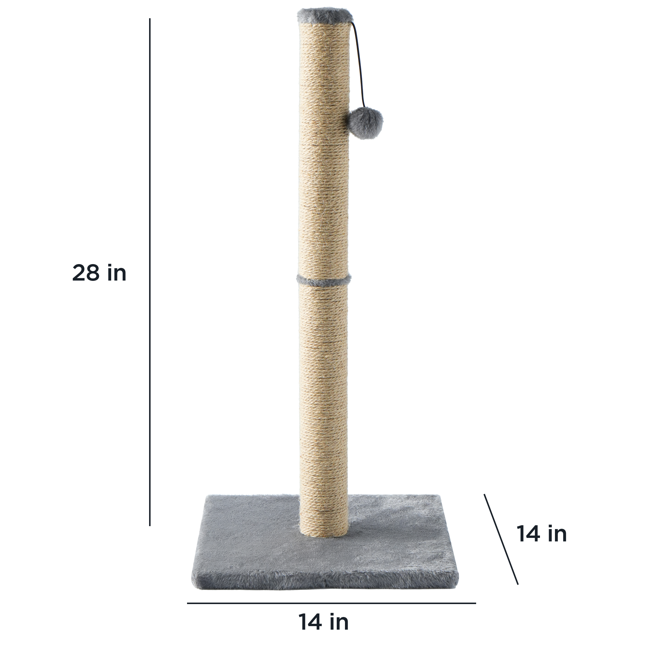 Cat Craft 28in Tall Jute Fiber Cat Scratching Post with Dangle Toy photo 4