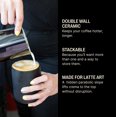 thumbnail image 2 of Fellow Monty Milk Art Cups - Double Wall Ceramic Cortado Mug Matte Black With Graphite Base 4.5 Oz Cup, 2 of 5