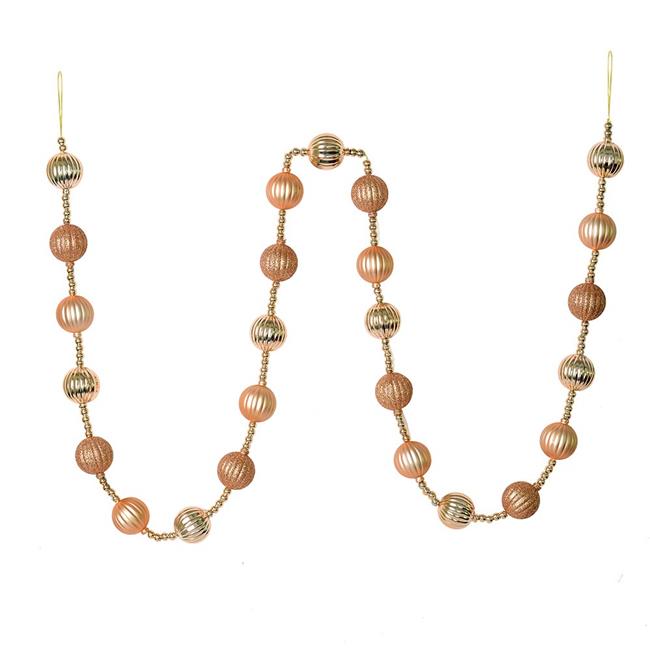 Vickerman M183580 6 ft. Cafe Latte Stripe Ball Garland