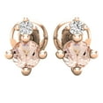 thumbnail image 2 of Dazzlingrock Collection 3mm Round Morganite & White Diamond Screwback 2 Stone Stud Earrings for Women (0.05 ctw, Color I-J, Clarity I2-I3) in 10K Rose Gold, 2 of 4