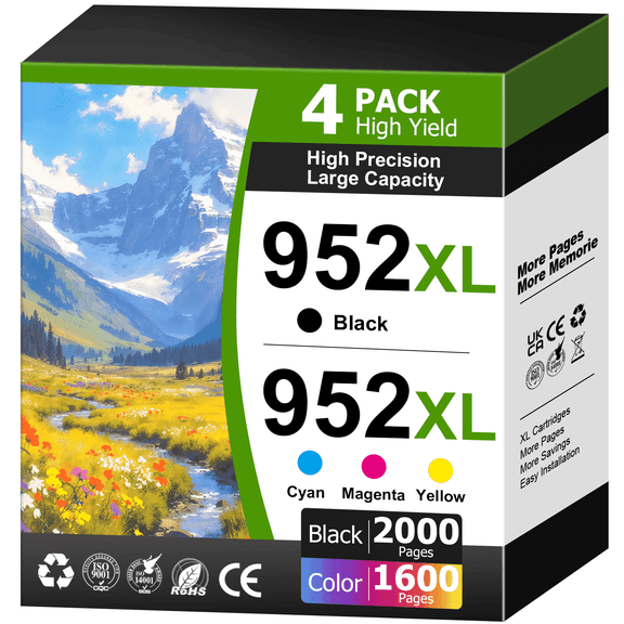 952 XL 952XL Ink Cartridges Compatible for  952XL Ink Cartridges Combo Pack for OfficeJet 8710 7740 Printer (4 Pack)