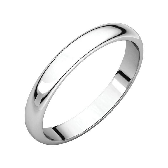 14k White Gold 3mm Half Round Band Ring - 2.5 Grams - Size 8.5