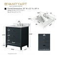 thumbnail image 6 of Vanity Art 30" Bathroom Vanity with Sink and Engineered Marble Top, Freestanding Storage Cabinet with 2 Drawers and 1 Flip Down Tray, 6 of 6