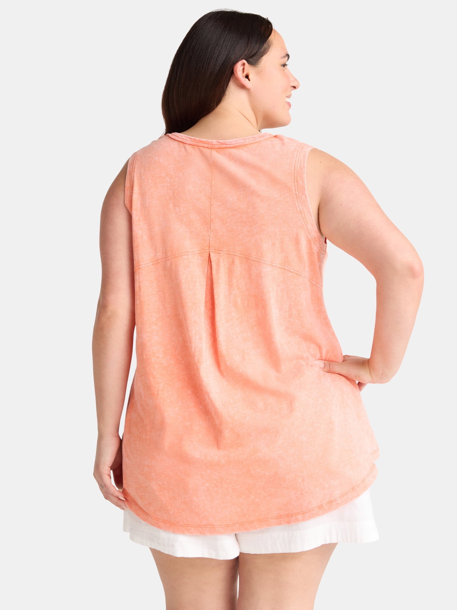 Terra & Sky Women's Plus Slub Cotton Swing Tank Top, Sizes 0X-5X
