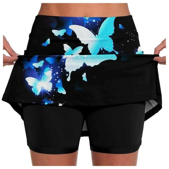 Fgnfyis Jupe de Tennis Décontractée Unie pour Femmes avec Poche Jupe de Yoga Sportive Active Short-Jupe Jupe Jupes pour Femmes Bleu TTTTG