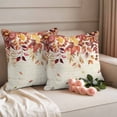 thumbnail image 2 of Orange Fall Leaves Outdoor Waterproof Pillow Covers, Farmhouse Maple Eucalyptus Botanical Decorative Square Throw Pillowcase Sofa Cushion Sham for Patio/Couch/Chair, 18"x18" 2 Pack, 2 of 8