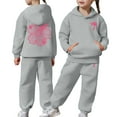 thumbnail image 4 of LIUYUNNN Kids Toddler Sweatsuit 2PC Long Sleeve Letter Grey Sweatshirt Sweatpants Winter Clothes Clothes for 6-7 Years Old Girls Boys Girls Fall and Winter Outfits, 4 of 6
