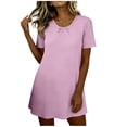 thumbnail image 4 of Khunlpohl Womens Nightgown Crew Neck Short Sleeve nightdress for Womens Comfy Soft Sleepwear Night Shirts, 4 of 6