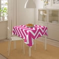 thumbnail image 6 of Monogrammed Pink Chevron Striped Pattern Soft Tablecloth Square Dinng Table Covers for Kitchen & Table Linens 52" x 52", 6 of 8