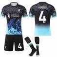 thumbnail image 1 of 2025-2026 Liverpool Special Anniversary Edition Blue Football Shirt with Socks No.4 Virgil, 1 of 2