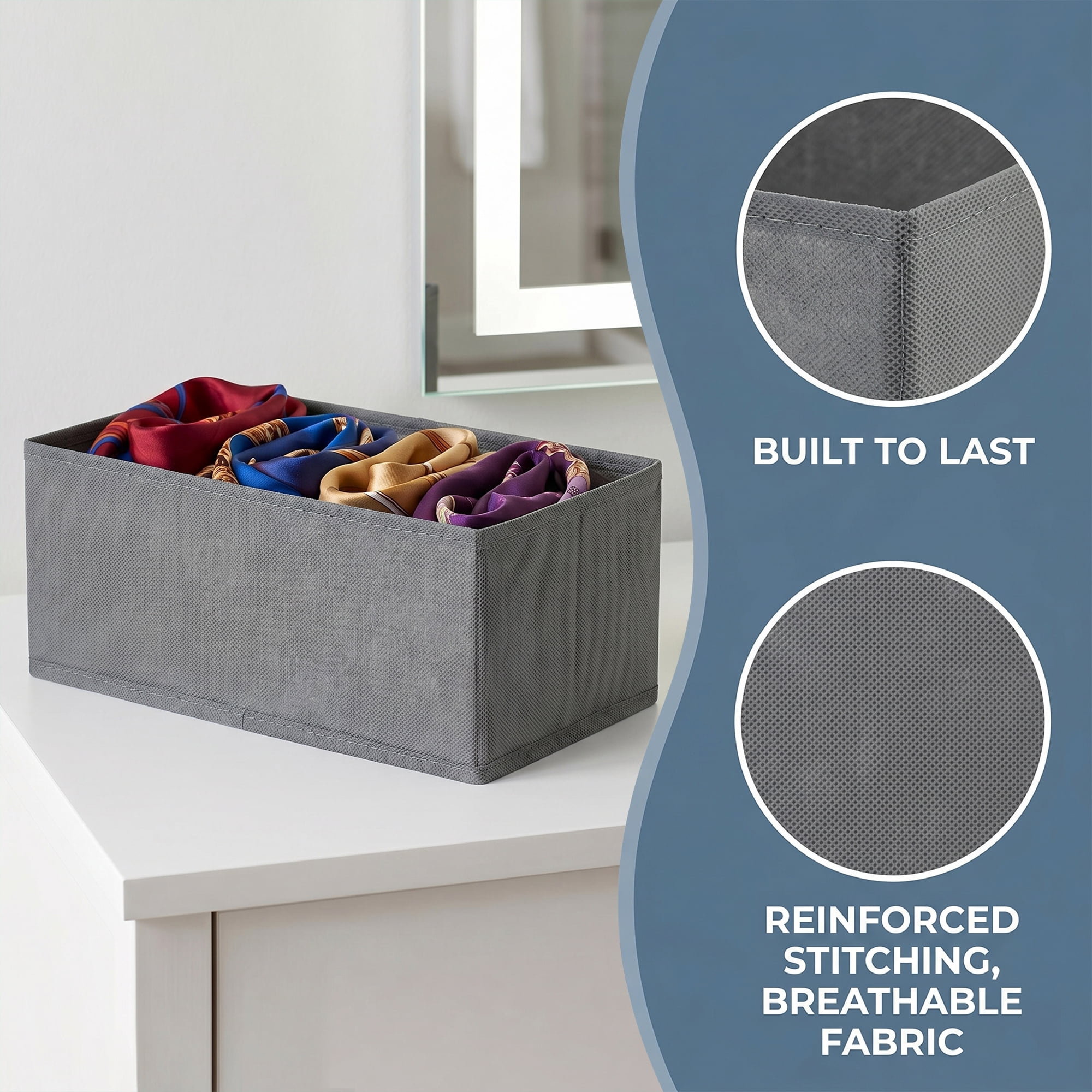 Unique Bargains Storage Bin with Zipper for Organizing Clothes Gray 11" x 5.5" x 4.7"