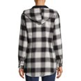 thumbnail image 2 of No Boundaries Juniors' Hooded Plaid Flannel Shirt, 2 of 6