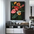 thumbnail image 2 of CozyNet Dynamic Floral Composition With Tropical Anthurium, Monstera, And Hibiscus Wall Art Prints With Frame Canvas Perfect for Living Room & Bedroom, Ready to Hang, Wall Decor 12"x16"in, 2 of 4