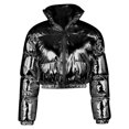 thumbnail image 4 of Jackets Womens Trendy Crop Short Jacket Cropped Puffer Warm Winter Lightweight Women'S Coats, Jackets & Vests,Black,L, 4 of 4