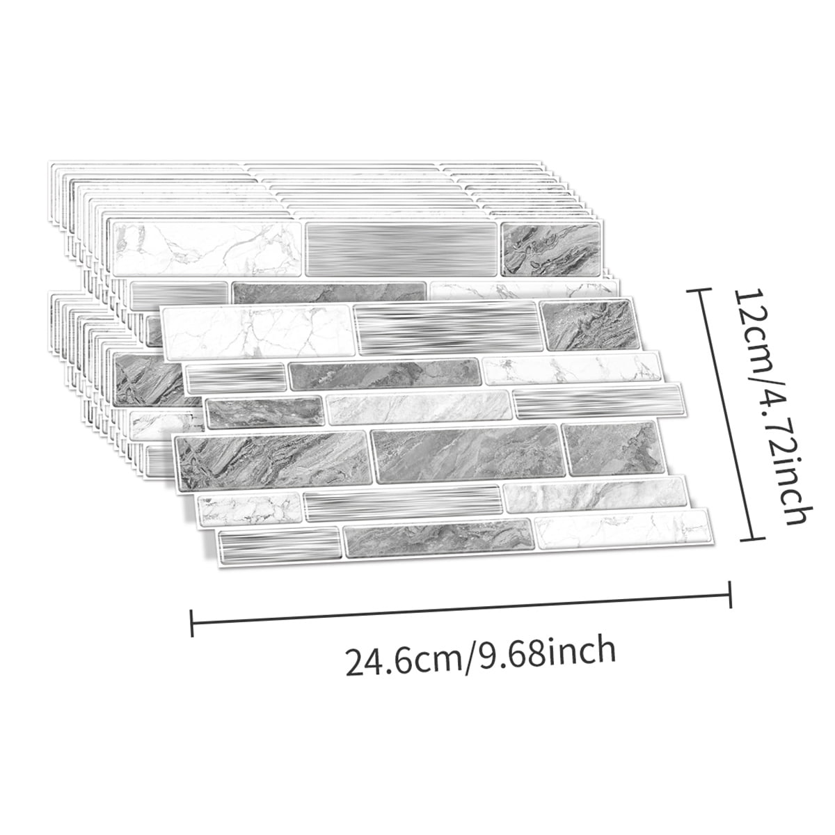 Peel and Stick Backsplash Wall Tiles,Self-Adhesive,Oil Proof,Waterproof, Removable Wall Panels for Kitchen & Bathroom,Modern Design, Easy Install (9.68x4.72 inch,48 Pack)