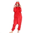 thumbnail image 3 of Pijama de una pieza para mujer, bonito mono azul Kigurumi de dibujos animados de monstruo de las galletas, suelto, fiesta en casa de Navidad, rojo, para niños, 3 of 4