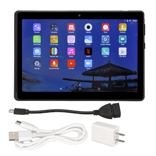 Tablet de 8 pulgadas negra Ampliable 128 GB Soporte de llamadas 4 GB 64 GB RAM Delantera 200 w Trasera 800 w 1920x1080 Tableta para Android 10 Enchufe estadounidense de 100 a 240 V