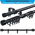 thumbnail image 3 of CINYOYO 3 Pack Double Curtain Rod Brackets for 1" and 5/8" Rod, Heavy Duty Curtain Rod Holders Window Drapery Rod Holders Hanging Wall Brackets, Black, 3 of 7