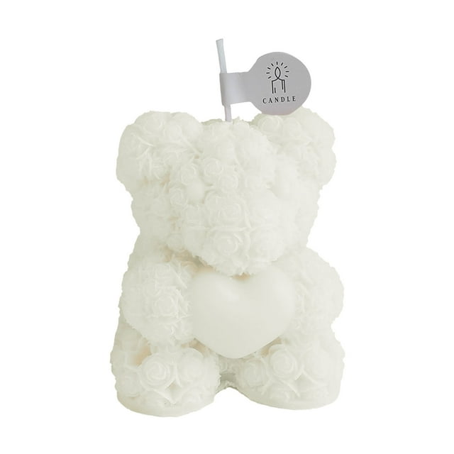 WMQPNNS New Trending Rose Bear Candle Valentine's Day for Women Shaped Rose Teddy Bear Candle Flower Bear for Day for Mom Handmade Soy Wax Scented Candle Todays Deals Clearance Sale