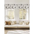 thumbnail image 2 of Vintage Floral Valances for Window 2 Pack, Botanical Grey Black Rose Leaf Linen Window Valance Curtains for Kitchen, Rod Pocket Short Curtains for Bathroom Bedroom Decor, 54" x 18", 2 of 9