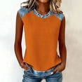 thumbnail image 6 of Sahpxhe Women's Waffle Knit Tank Tops with Denim-Like Trim Crew Neck Sleeveless Color Block Casual Summer Blouse Orange XXL, 6 of 7
