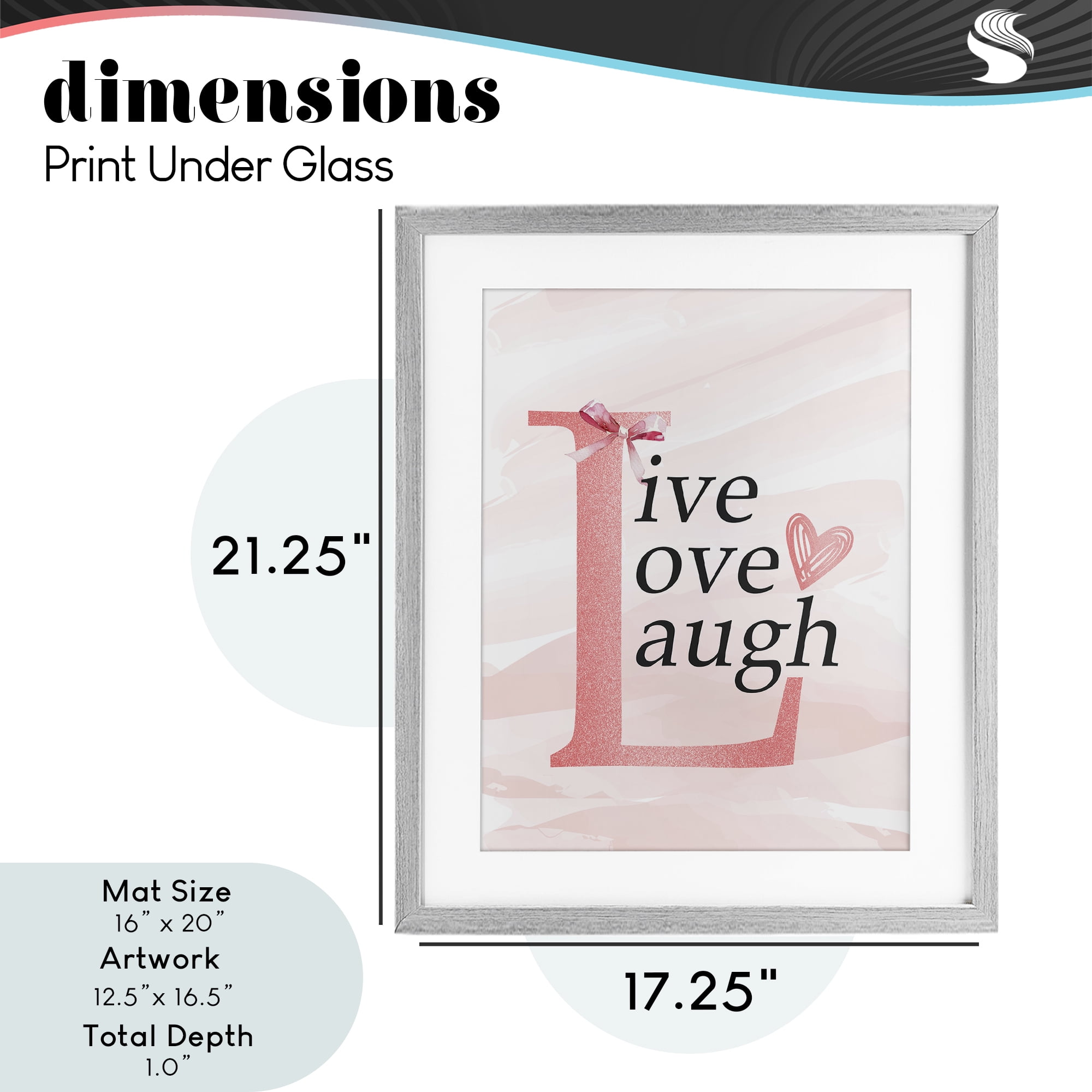 Live Love Laugh Pastel Gray Framed Print Under Glass, design by Kim Allen