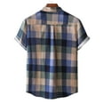 thumbnail image 6 of YYDGH Men's Hawaiian Color Block Shirt Short Sleeve Button Down Shirts Casual Casual Summer Beach Shirt Blue XXL, 6 of 9