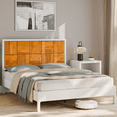 thumbnail image 3 of Madia 48" Queen Platform Bed Frames with Headboard, Modern Fluted Design, Solid Acacia Wood, Ivory White & Teak Brown, 3 of 10