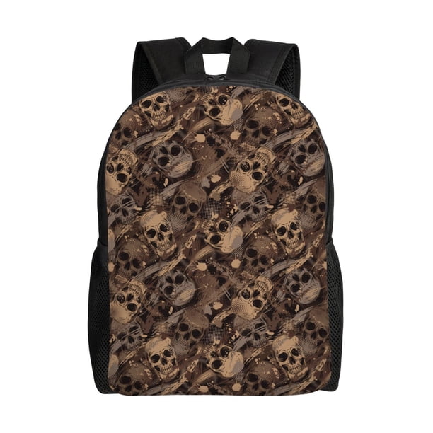 Easygdp Brown Camouflage Skull Mochila Versátil y Elegante: Comodidad, Almacenaje y Durabilidad para la Universidad, Trabajo, Viajes y Uso Diario