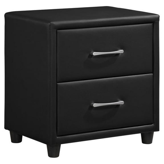 Pemberly Row 2-Drawers Contemporary Wood Nightstand in Black
