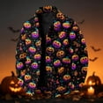 thumbnail image 2 of GrmtClth Autumn Mens Halloween Graveyard Ghost Collared Jacket Long Sleeve Snap Closure Loose Fit Halloween Night Leisure Outerwear Purple S, 2 of 6