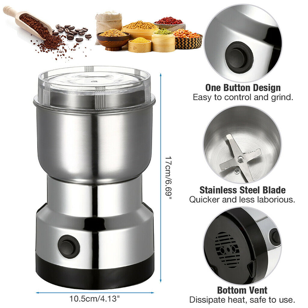 220V Electric Coffee Bean Grinder Stainless Steel Nut Spice Grinding Blender 