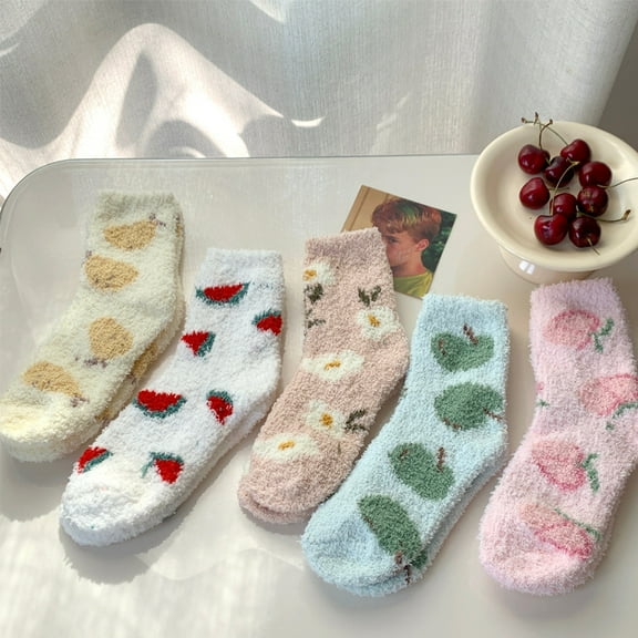 Yoyauz Plush Socks - Women's Plush Socks, Fluffy Socks, Comfortable Warm Socks, Slipper Socks, Women's Winter Socks, Soft Socks(5PCS)