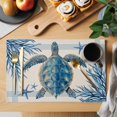 thumbnail image 2 of Coastal Turtle Placemats Set of 4 Blue Starfish Coral Ocean Stripes Retro Place Mats Indoor Wipeable Table Mats Washable Cloth Dining Table Placemats for Kitchen Holiday Party Home Decor 13x19 Inch, 2 of 9