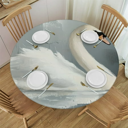 

Patifu Swan Water Reflection Round Tablecloth Stain-Resistant Washable for Indoor Outdoor Restaurants Weddings Parties Home Decor 31 -35