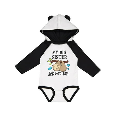 

Inktastic My Big Sister Loves Me with Sloth and Hearts Gift Baby Boy or Baby Girl Long Sleeve Bodysuit