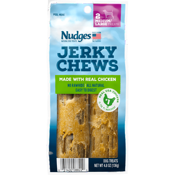 Nudges Jerky Chews Dog Treats with Real Chicken for Medium/Large Dogs