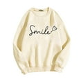 thumbnail image 4 of Busydd Womens Sweatshirts Fashion Smile Print Crewneck Sweatshirt Casual Long Sleeve Shirts for Women Fall Loose Pullover Sweatshirt, 4 of 4
